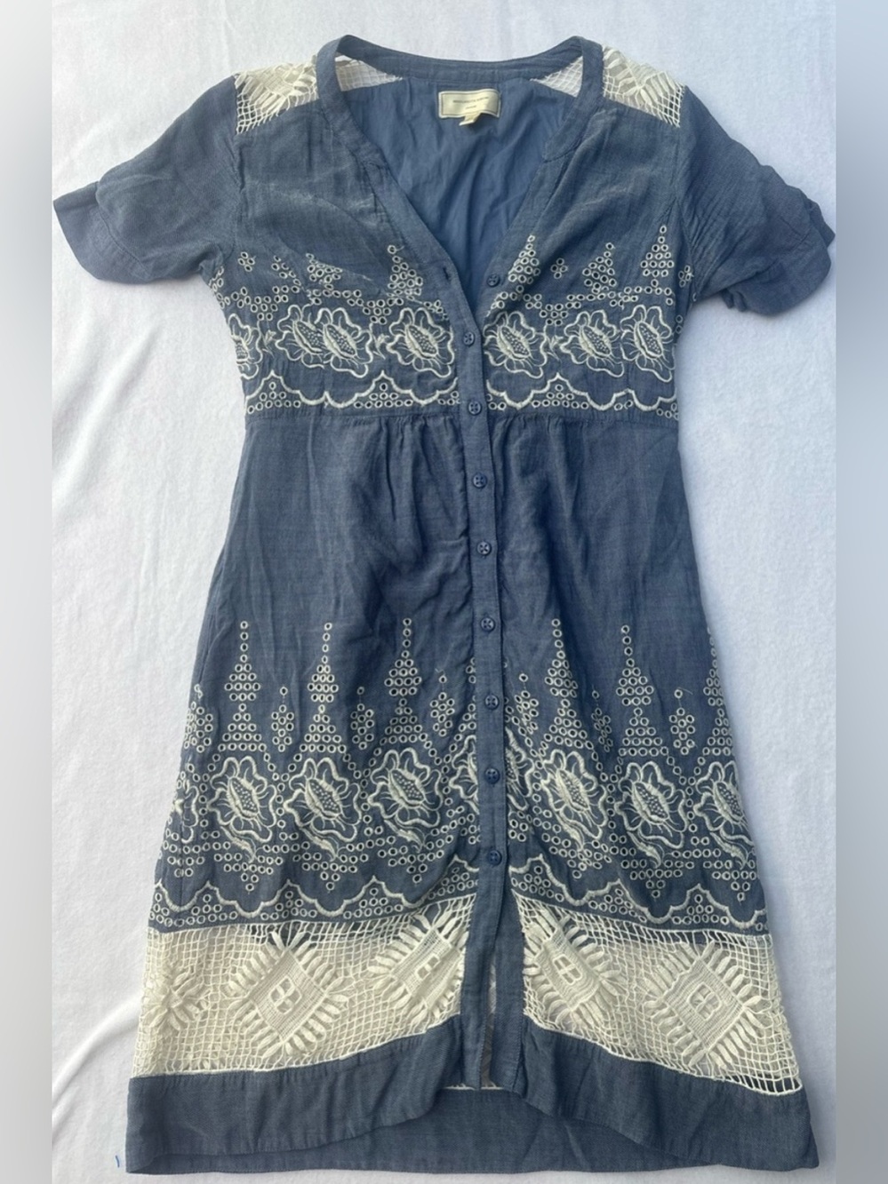 Anthropologie Moulinette Soeurs Lavender-Blue Embroidered Maxi Dress